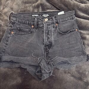 Old Navy Black Jean Shorts High-Waisted Frayed Hem